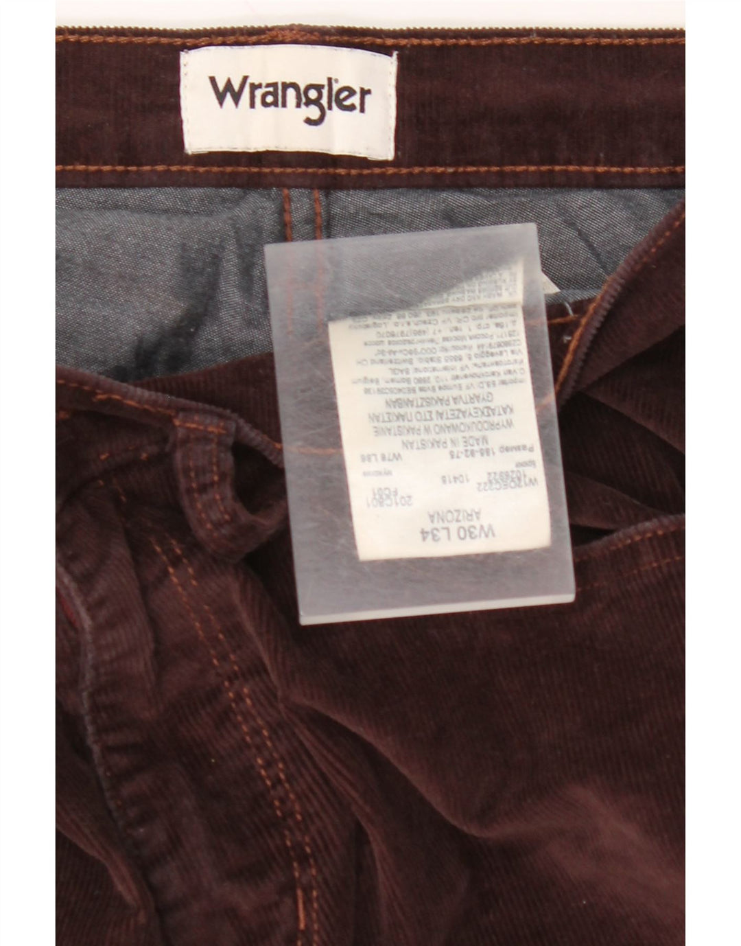 WRANGLER Pantalon droit en velours côtelé Arizona W30 L34 pour homme en coton marron