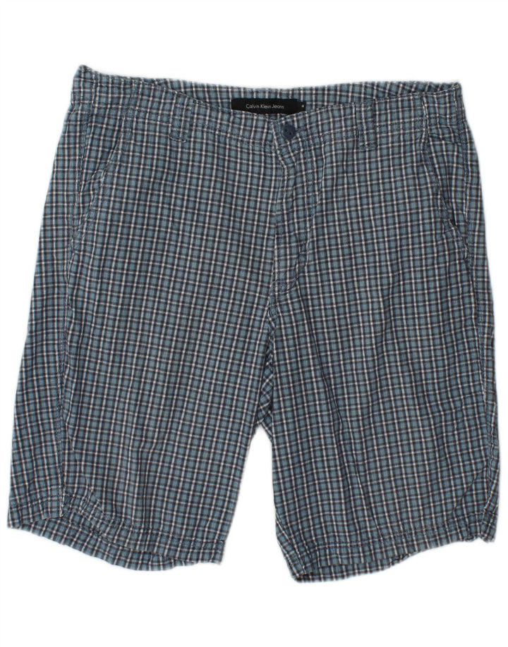CALVIN KLEIN Short Chino Homme W34 Grand Bleu Carreaux Coton