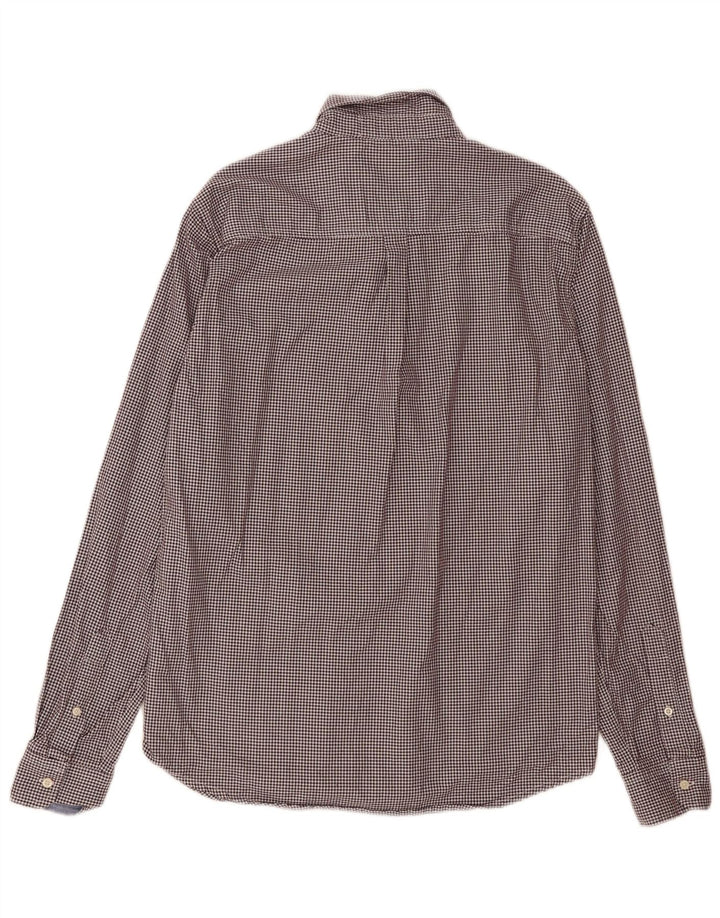 SUPERDRY Mens Regular Fit Shirt Large Burgundy Houndstooth Cotton