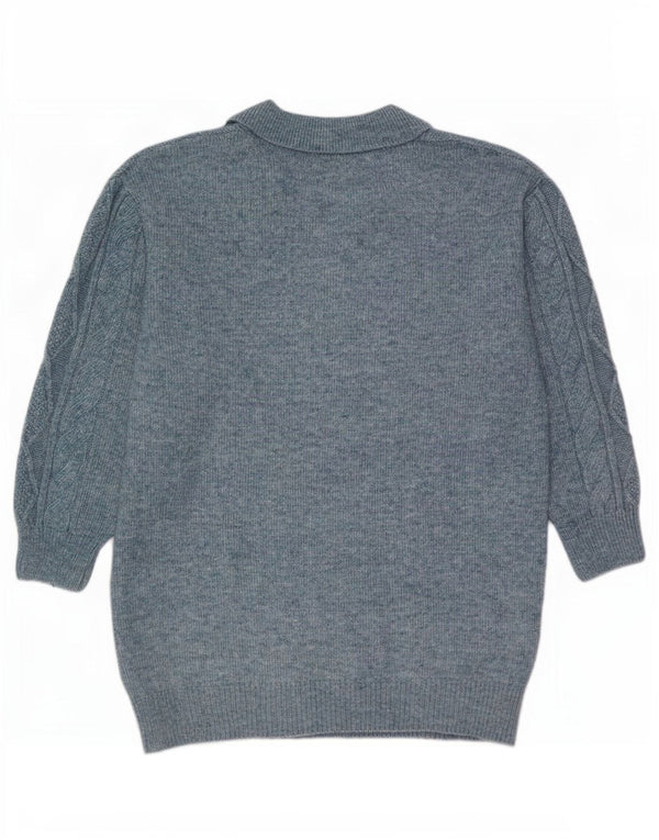 Marks & Spencer Pull à col polo pour femme UK 16 Large Bleu moucheté