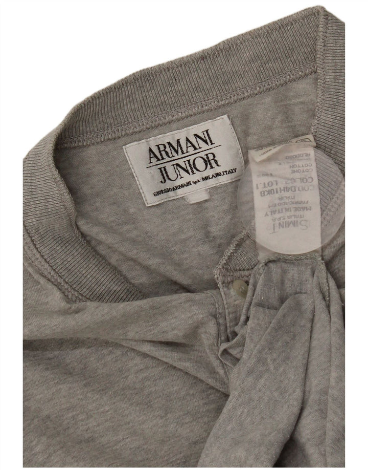 Armani Garçon Top Manches Longues 13-14 ans Gris Coton