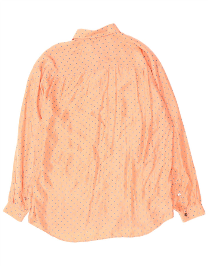 WAMPUM Chemise Homme Orange Moyen à Pois Soie