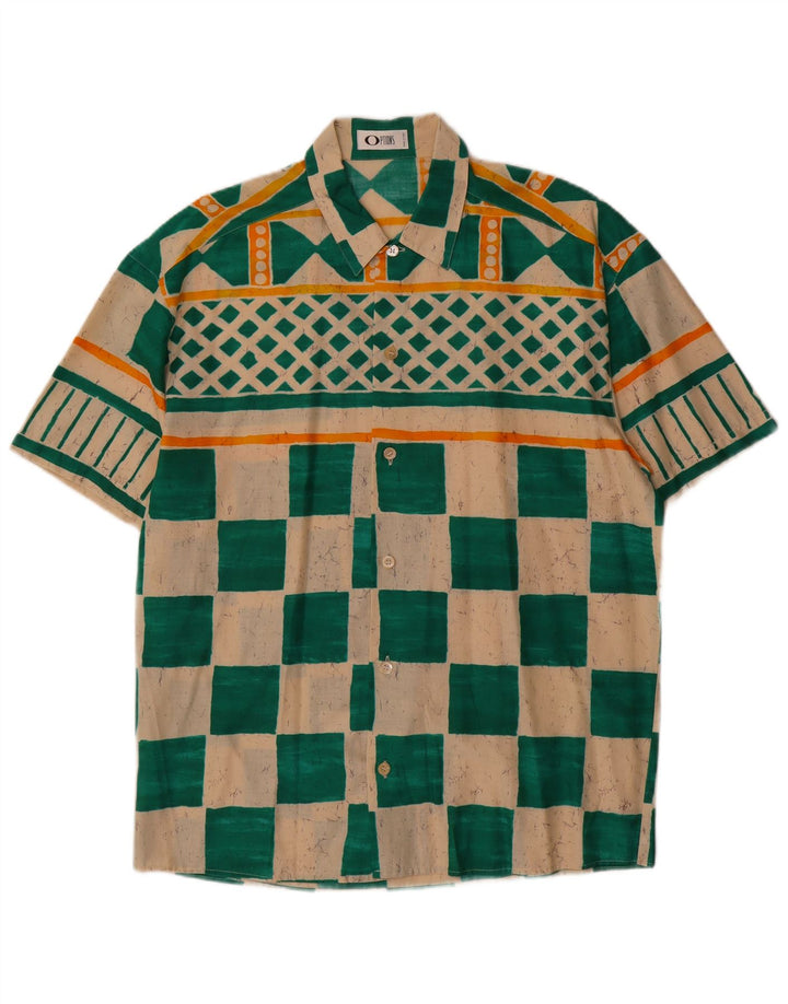 Options Chemise à Manches Courtes Homme IT 48 Coton Géométrique Vert Moyen