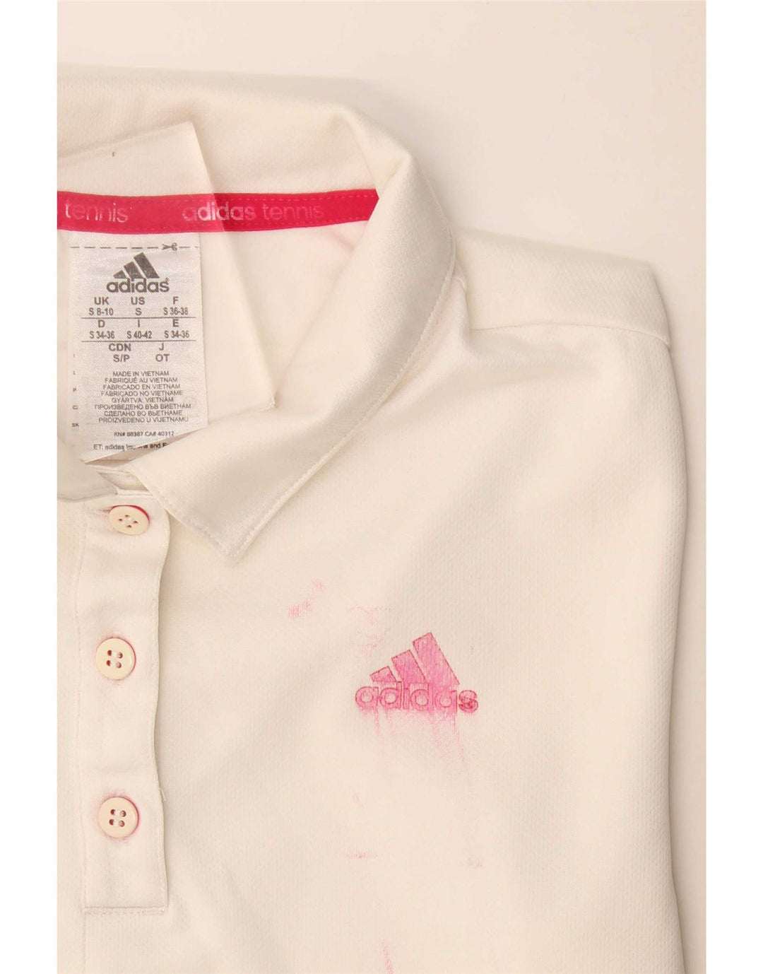 Adidas Climalite Polo pour femme UK 8/10 Petit Blanc Polyester