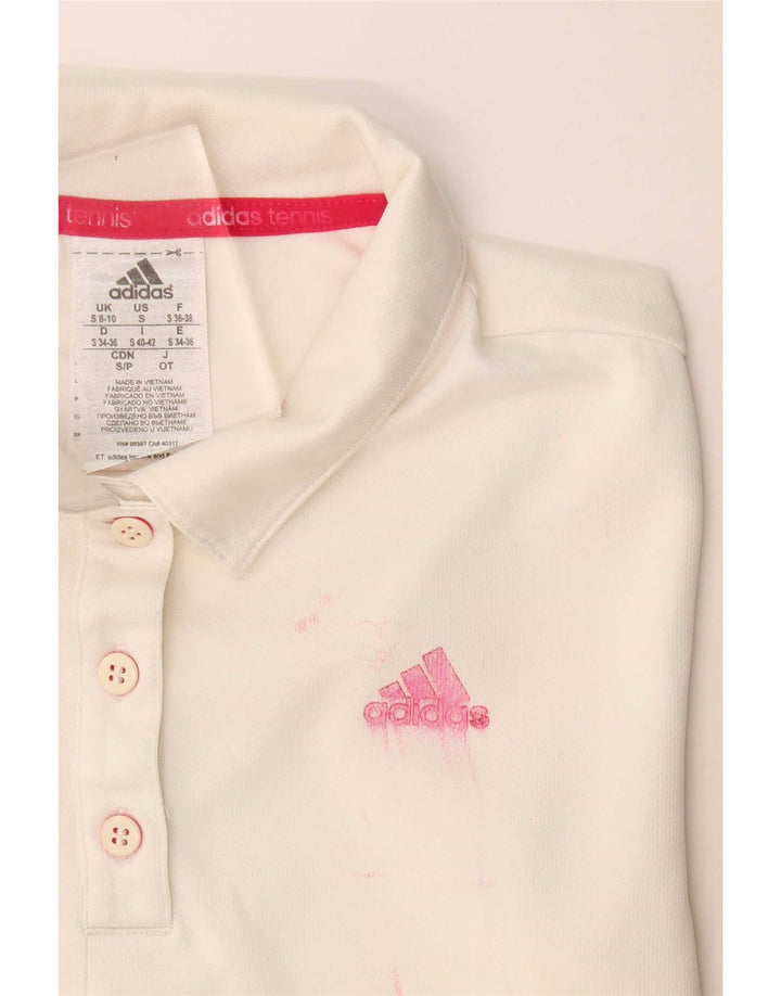 Adidas Climalite Polo pour femme UK 8/10 Petit Blanc Polyester