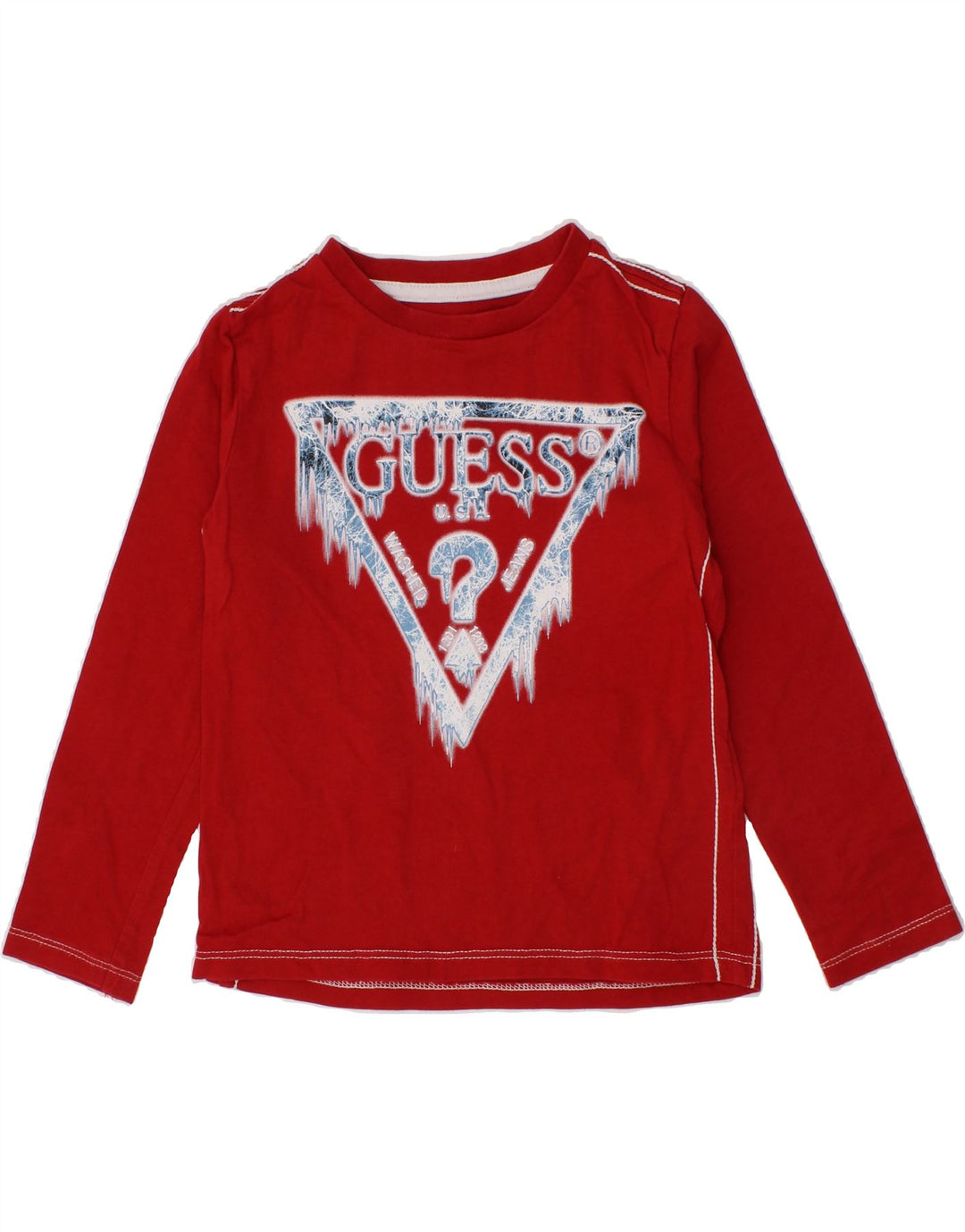 GUESS Boys Graphic Top Long Sleeve 2-3 Years Red Cotton Vintage Guess and Second-Hand Guess from Messina Hembry 