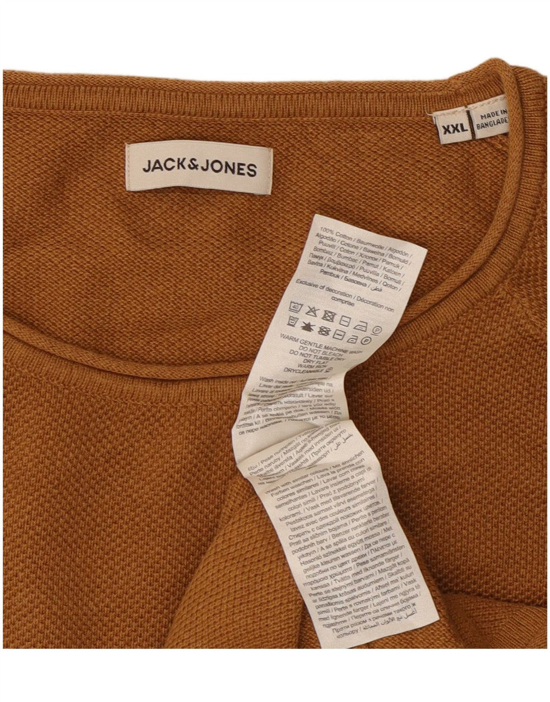 Jack & Jones Pull à col rond pour homme 2XL en coton marron
