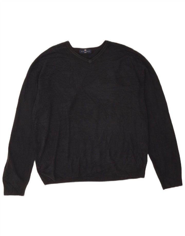 Marks & Spencer Pull à col en V Blue Harbour pour hommes, grand, en acrylique bleu marine