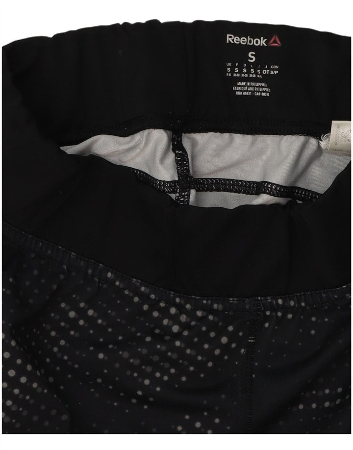 REEBOK Legging Capri graphique pour femme UK 8/10 petit noir à pois