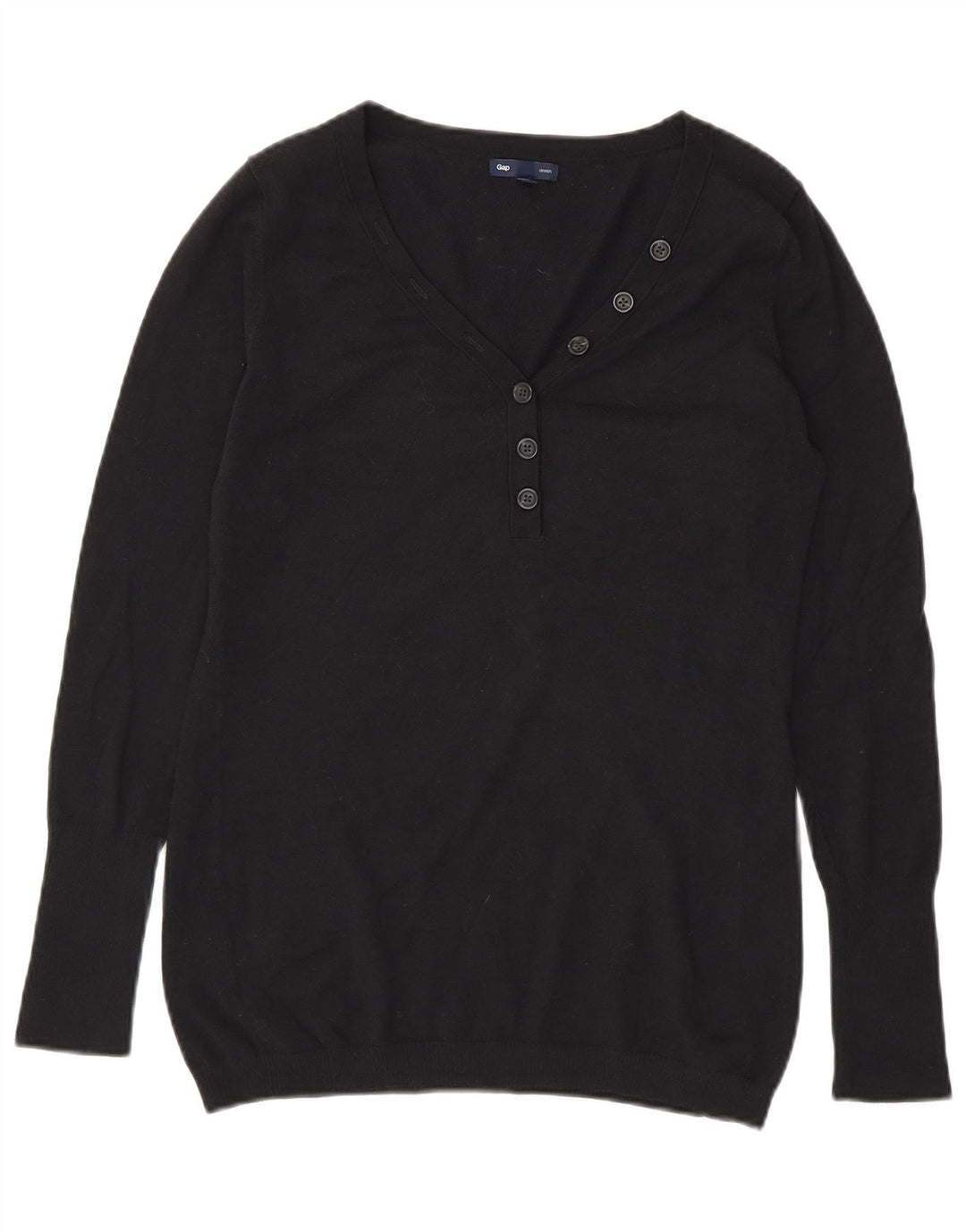 Gap Pull à col boutonné pour femme UK 14 en coton noir moyen