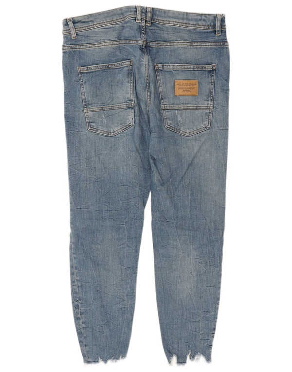 Zara Jean court skinny en détresse pour homme EU 42 Large W32 L24 Bleu Coton