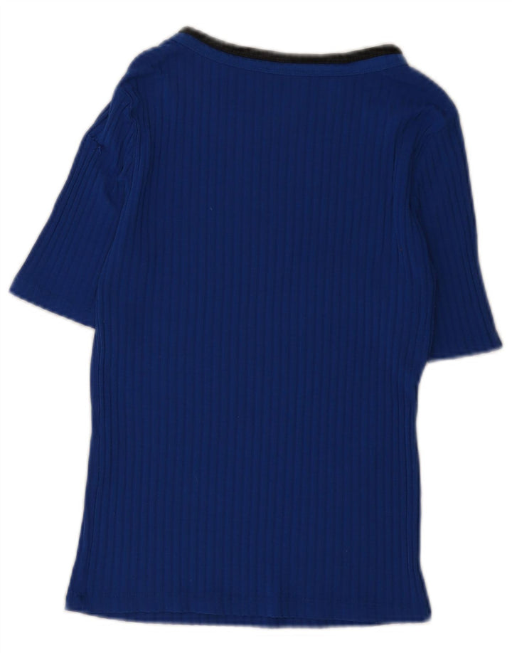 Zara Femme T-Shirt Top UK 12 Bleu Moyen