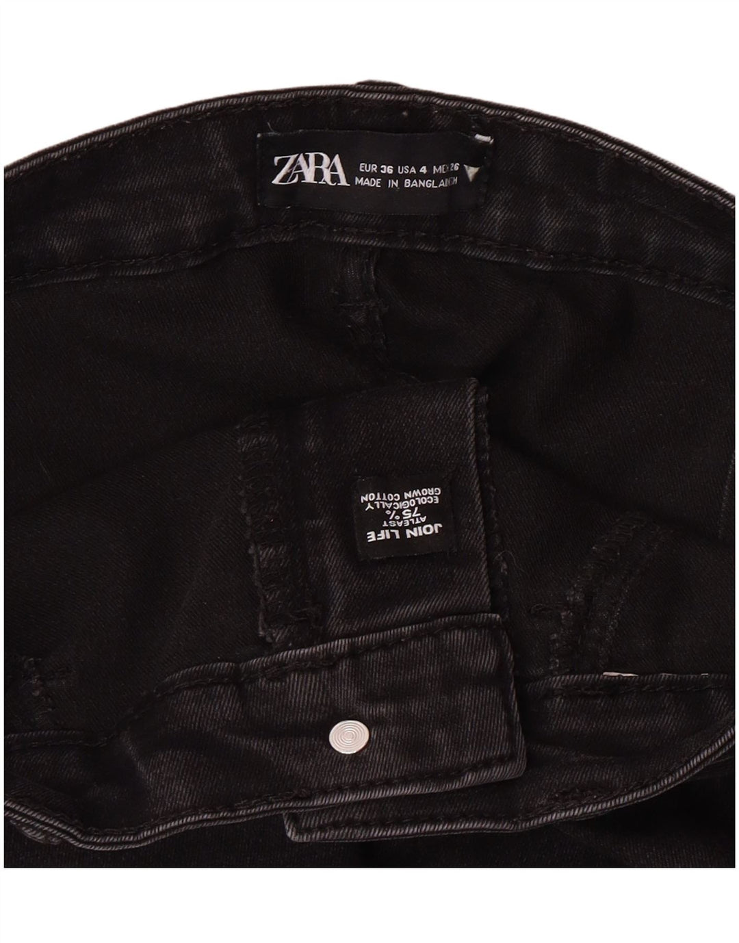 Zara Jean skinny vieilli pour femme EU 36 XS W26 L27 Noir moderne