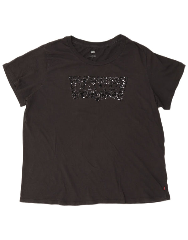 Levi's T-Shirt Graphique Femme UK 20 2XL Noir Coton