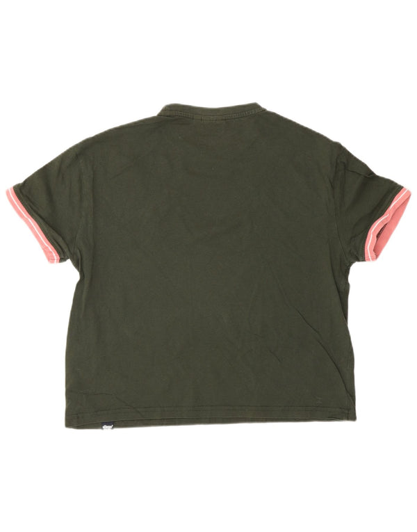 Ellesse Femme T-Shirt Oversize UK 6 XS Kaki Coton