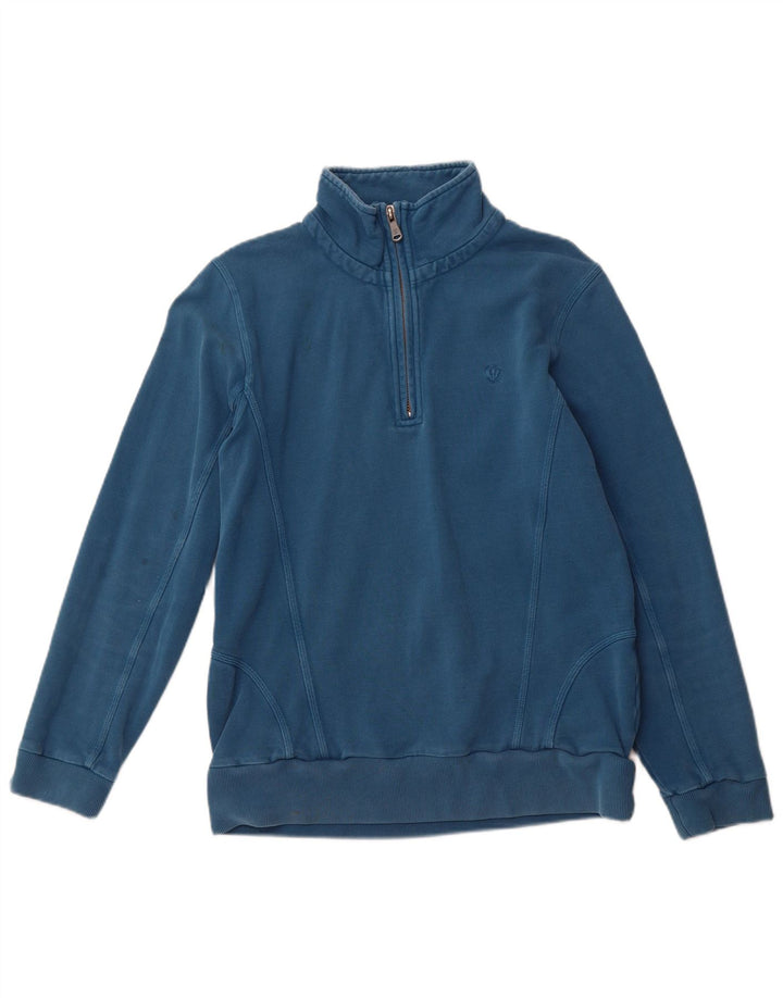 FAT FACE Sweat-Shirt Col Zippé Homme Bleu Moyen Coton