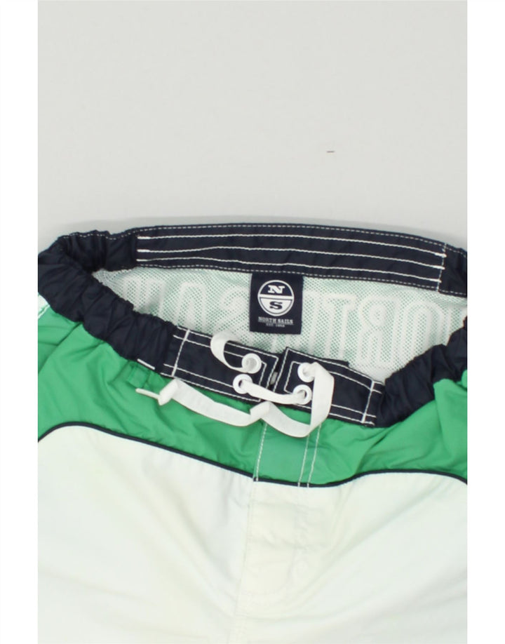 NORTH SAILS Boys Graphic Swimming Shorts 11-12 Years White Colourblock | Vintage North Sails | Thrift | Second-Hand North Sails | Used Clothing | Messina Hembry 