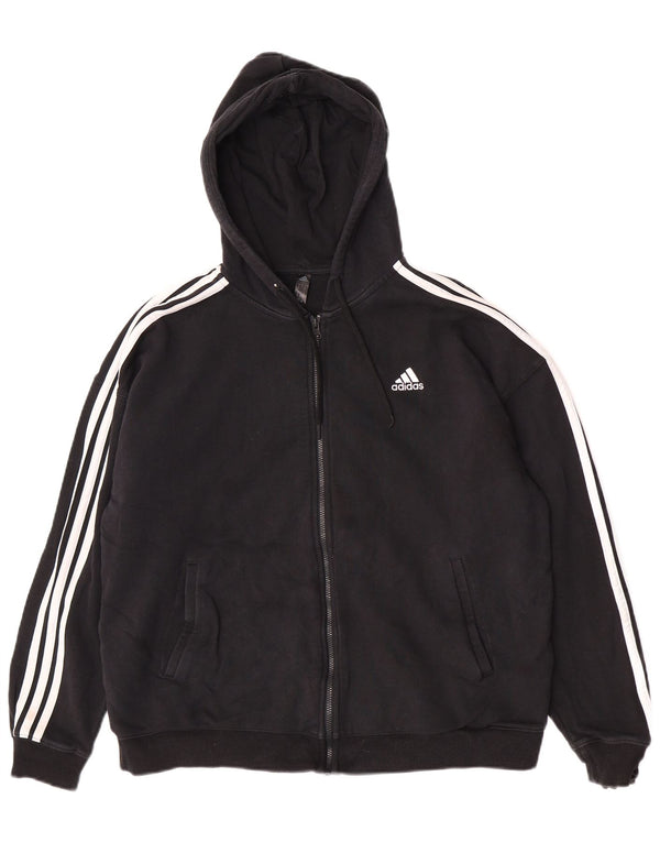 Adidas Pull à capuche zippé coupe ample pour femme UK 16/18 Grand coton noir