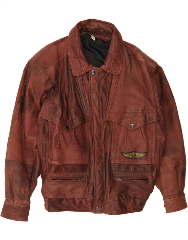 Veste en cuir homme VINTAGE IT 50 grand cuir marron
