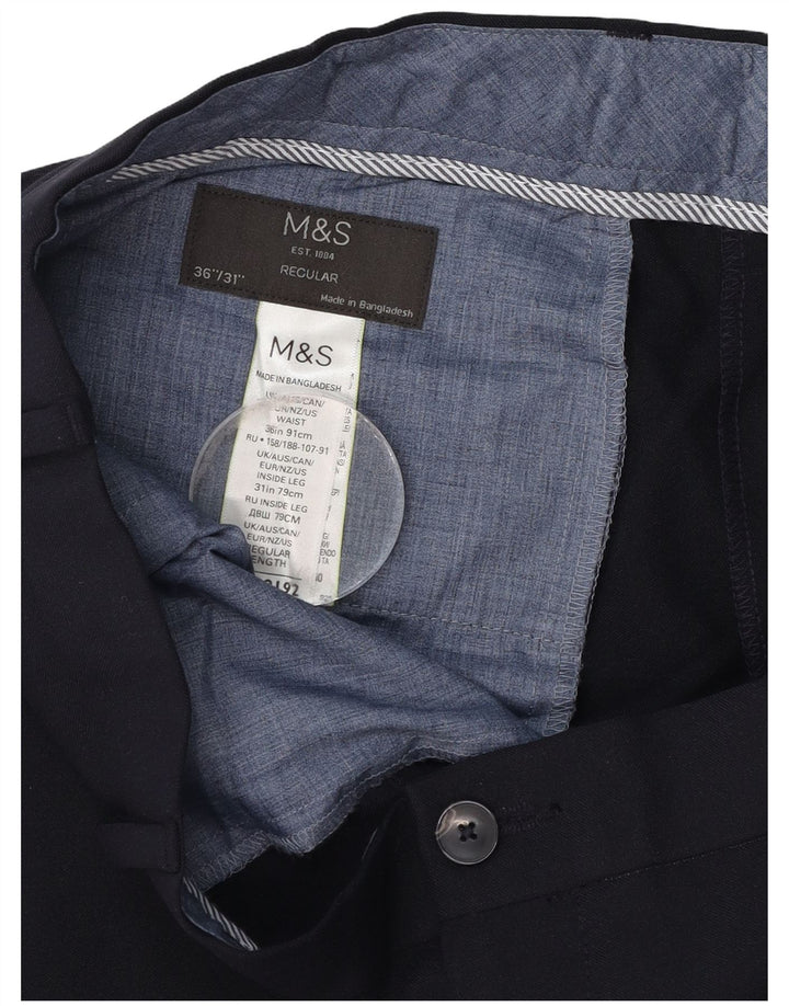 Marks & Spencer Pantalon Chino Coupe Regular Homme W36 L31 Bleu Marine Polyester