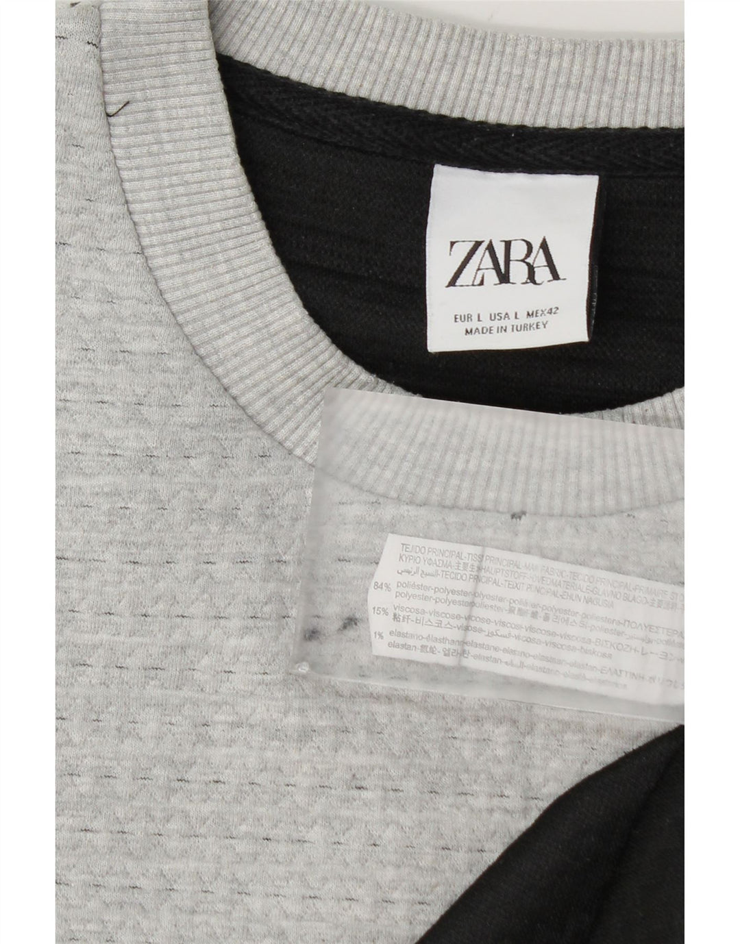 Zara Pull à col rond pour homme en polyester color block grand gris