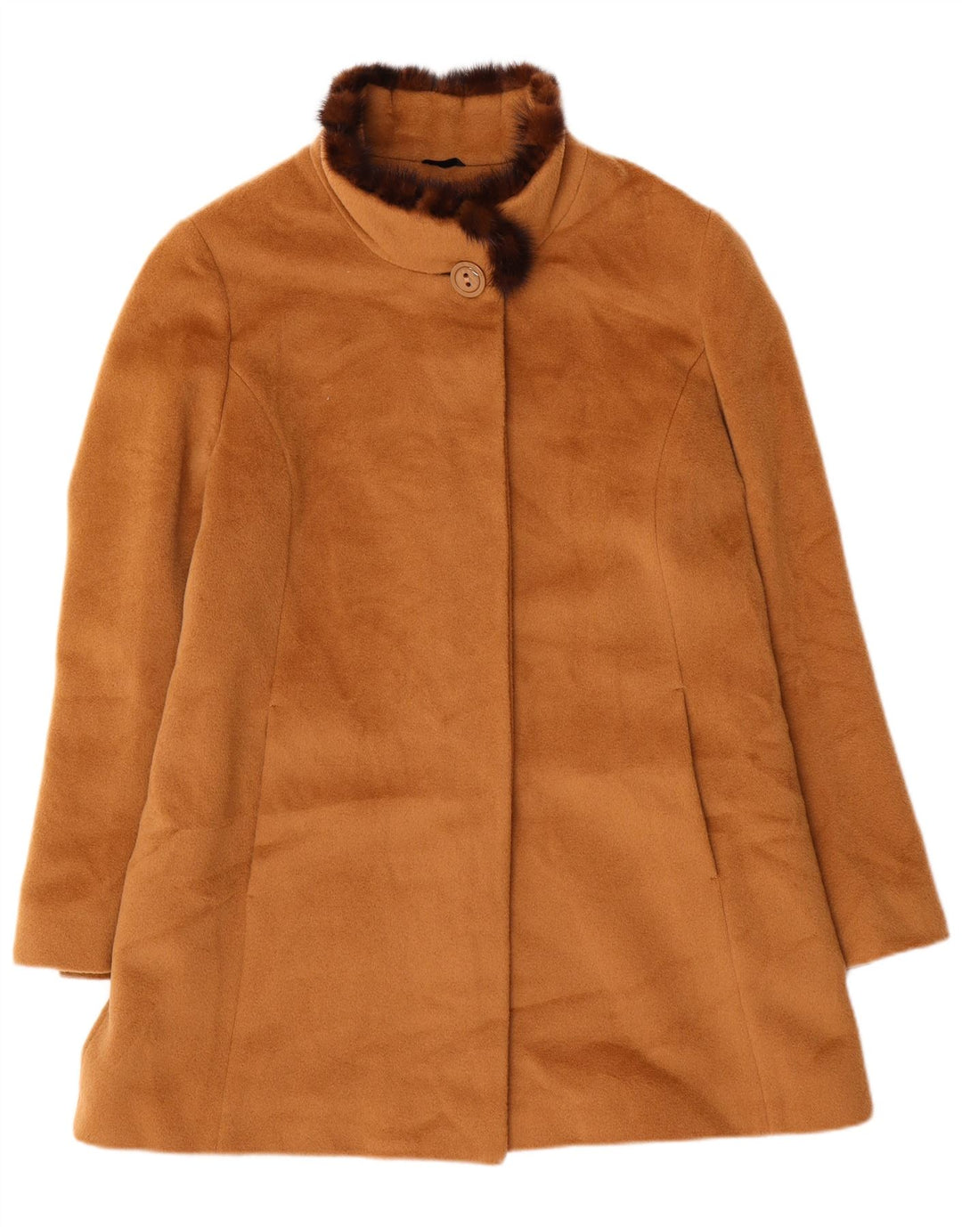 vintage Femme Pardessus IT 43 Laine Brun Moyen