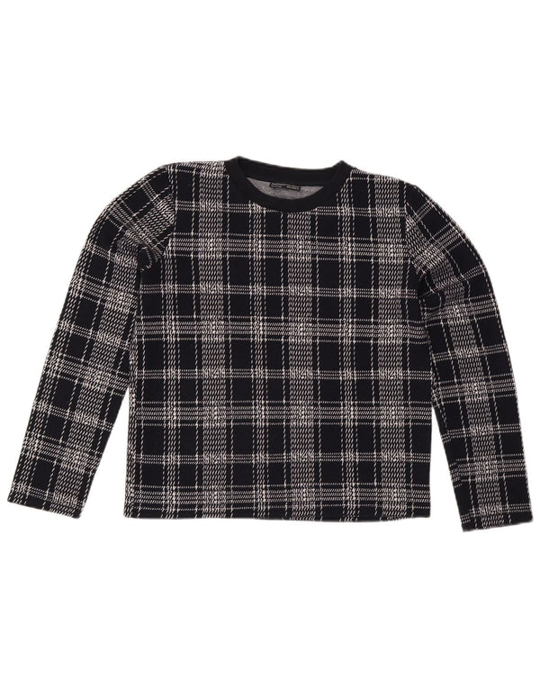 ZARA Femme Sweatshirt Jumper UK 14 Medium Navy Blue Check