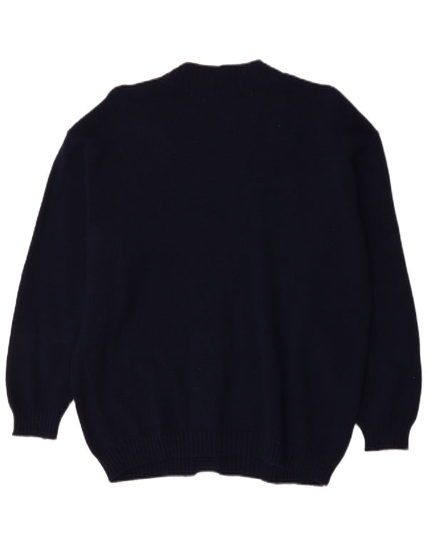 vintage Femme Cardigan Pull UK 18 XL Bleu Marine