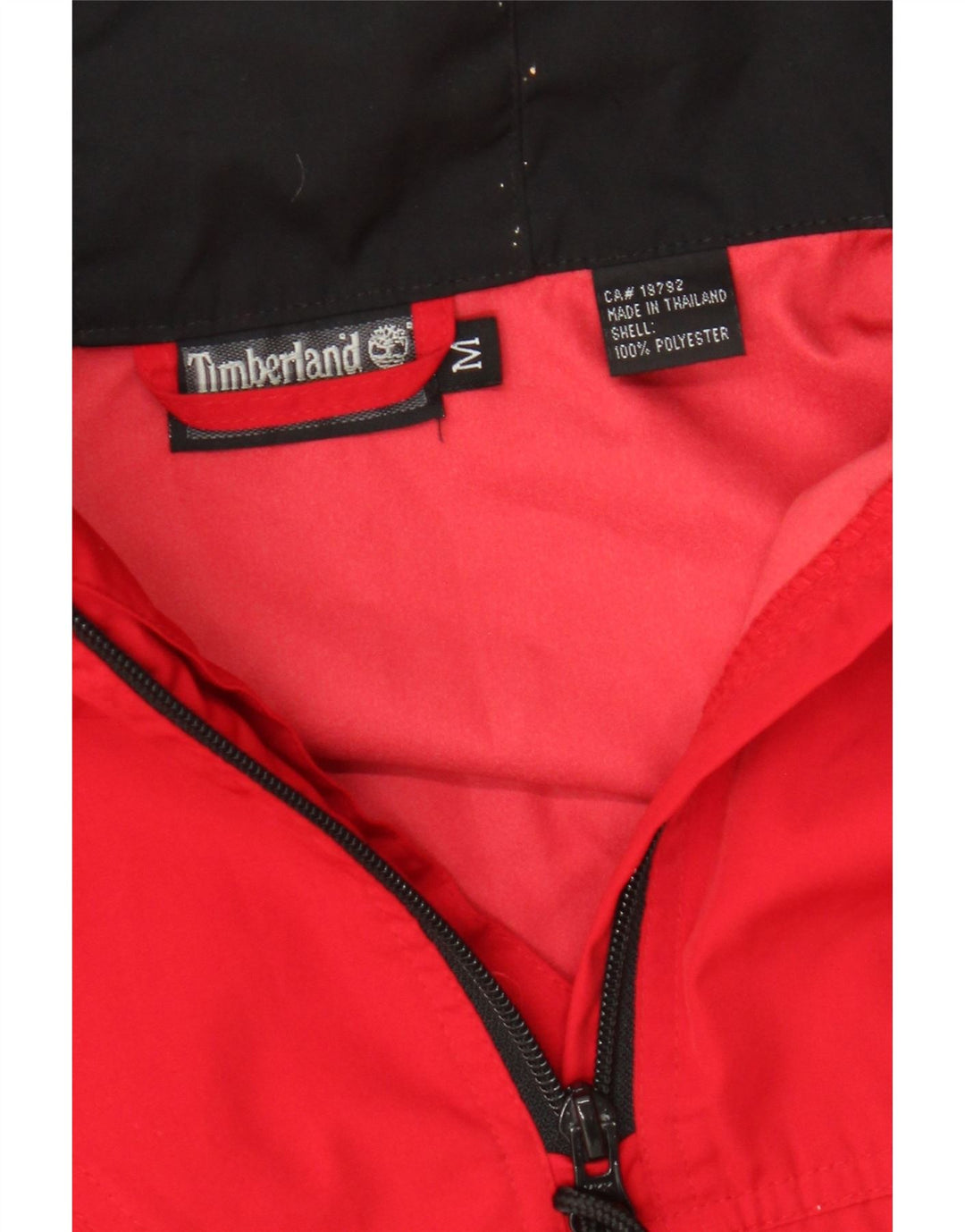 Timberland Veste anorak graphique à capuche pour hommes UK 38 Rouge moyen Polyester