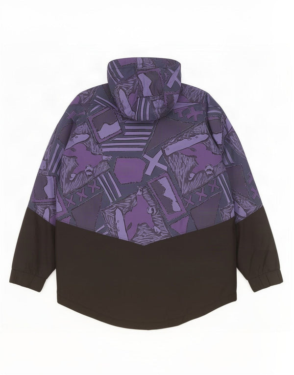 vintage Homme Surdimensionné Veste de Pluie à Capuchon UK 36 Petit Purple Colourblock