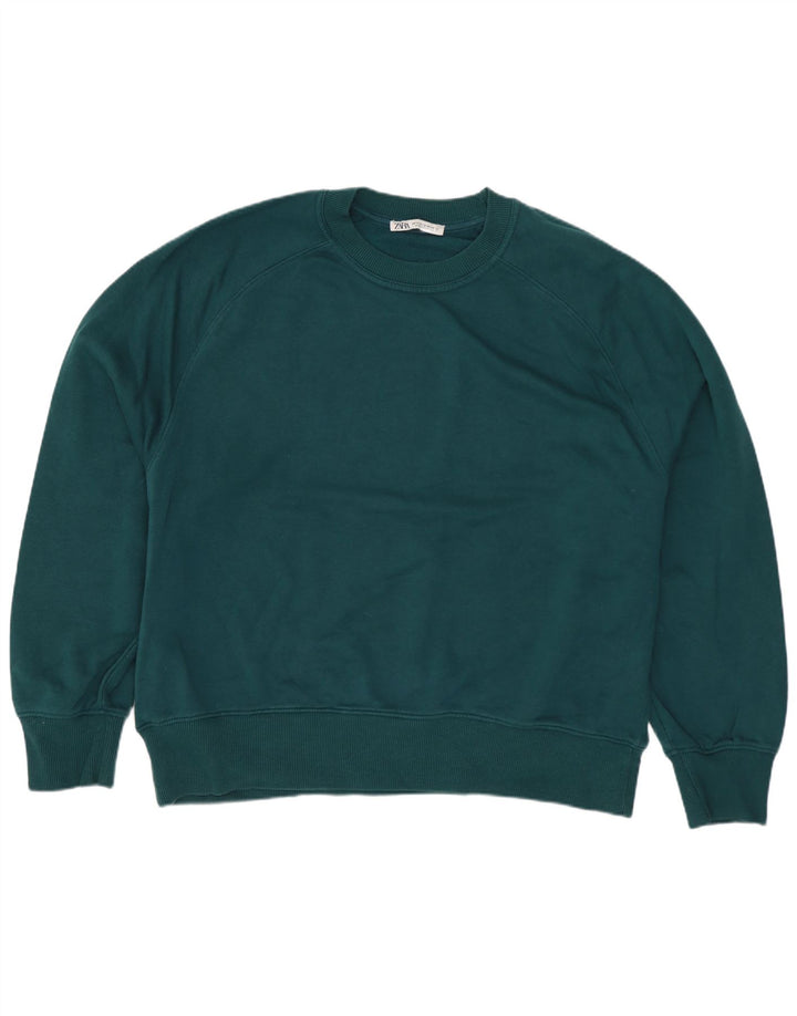 Zara Sweat-shirt surdimensionné pour femme UK 14 en coton vert moyen