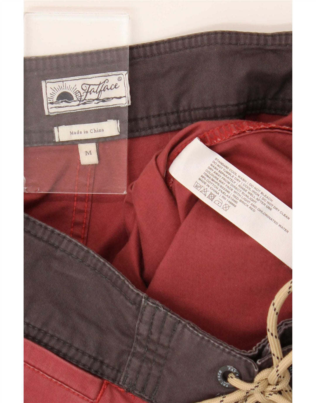 Fat Face Short de Bain Homme Coton Colorblock Rouge Moyen