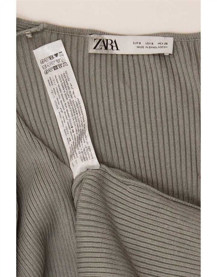 Zara Femme Maxi Robe Pull UK 8 Petit Gris Viscose