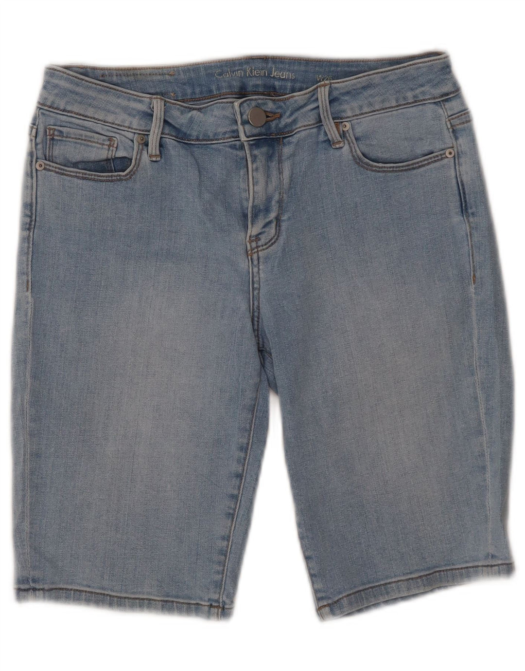 CALVIN KLEIN Femme Short En Jean W26 Petit Bleu Coton