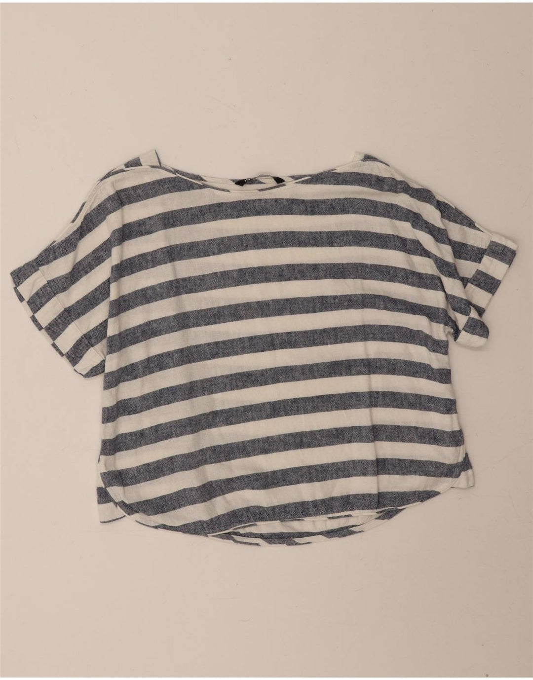 Zara Femme T-Shirt Oversize UK 14 Bleu Moyen Rayé Nautique