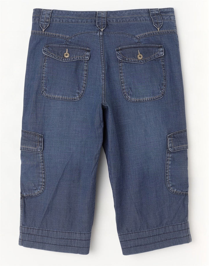 Monsoon Short cargo en jean pour femme UK 14 Medium W34 L20 Bleu Coton