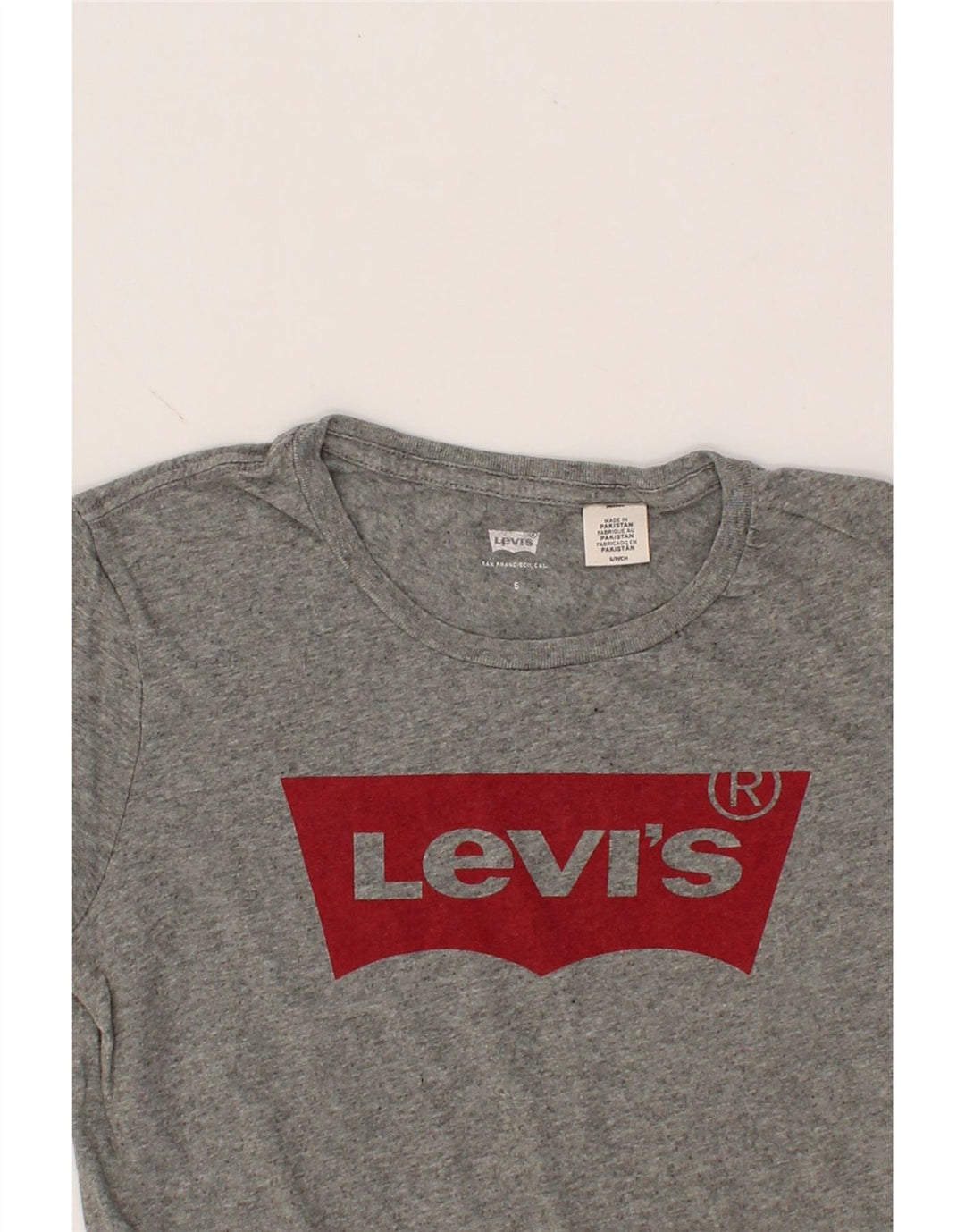 LEVI'S Womens Graphic T-Shirt Top UK 10 Small Grey Vintage Levi's and Second-Hand Levi's from Messina Hembry 