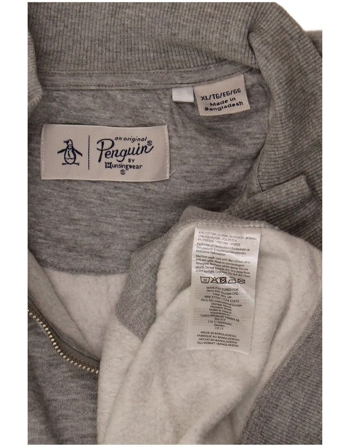 Penguin Sweat-Shirt Col Zippé Homme XL Gris Coton