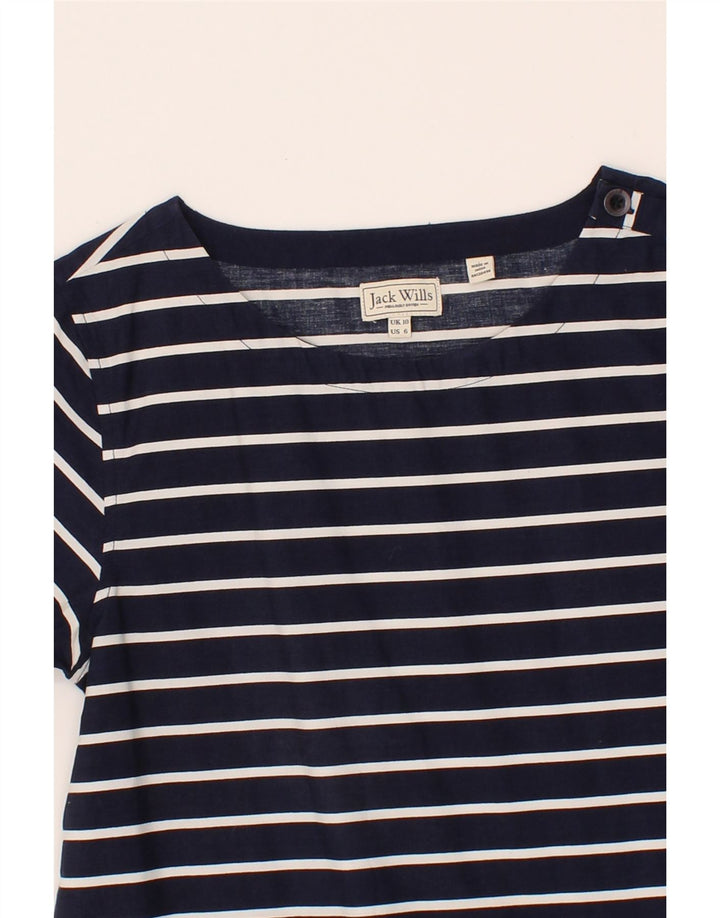 JACK WILLS Womens Basic Dress UK 10 Small Navy Blue Striped Cotton Vintage Jack Wills and Second-Hand Jack Wills from Messina Hembry 