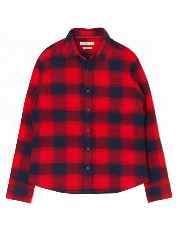 Hollister Chemise en flanelle XL pour homme Rouge à carreaux en coton