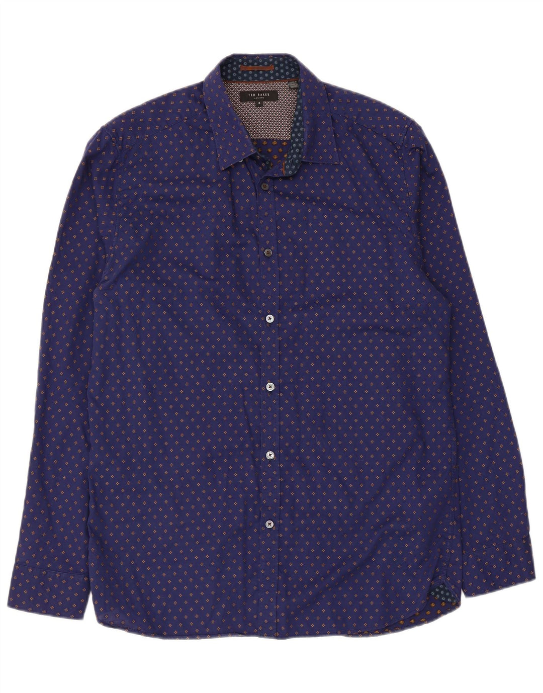 Ted Baker Chemise Homme Taille 4 Grand Coton Tacheté Bleu Marine