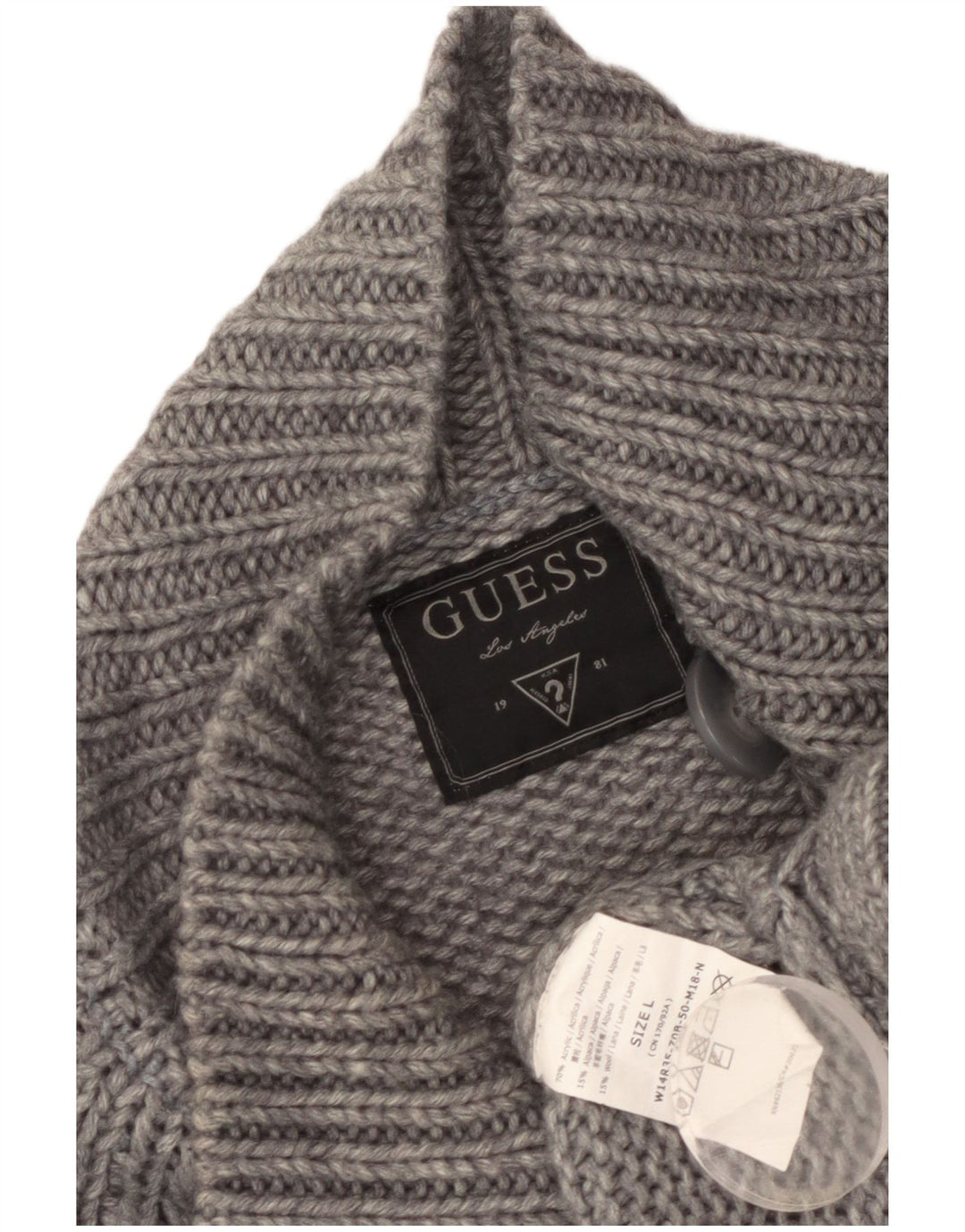 Guess Cardigan à manches 1/2 pour femme UK 14 Large Gris Acrylique