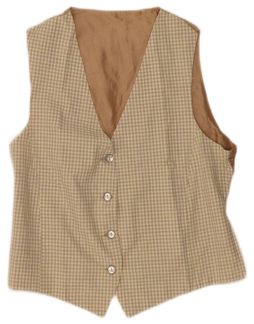 gilet femme vintage UK 12 Medium Beige Gingham