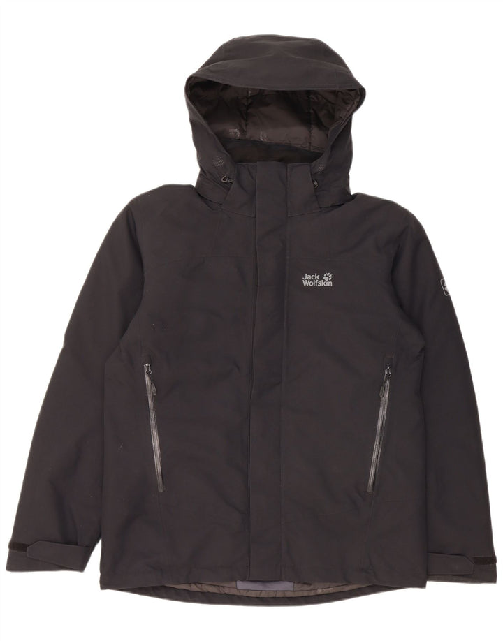 Jack Wolfskin Veste coupe-vent à capuche pour homme UK 34 Petit Noir Polyester