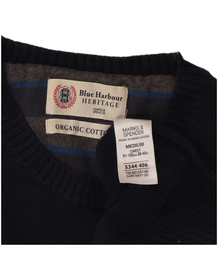 Marks & Spencer Pull col rond homme bleu marine moyen coton