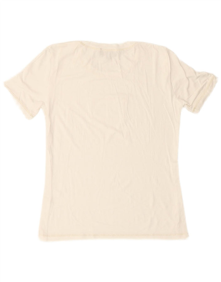 LUISA SPAGNOLI T-shirt graphique pour femme UK 14 Medium White Viscose