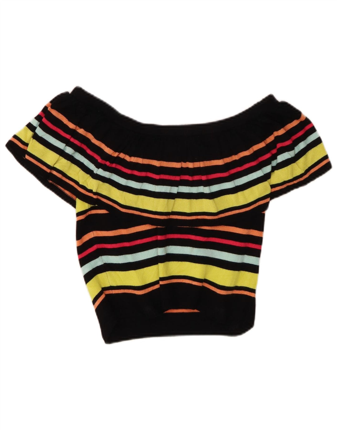 GUESS Haut court à épaules dénudées pour femme UK 12 Medium Multicolore Rayé