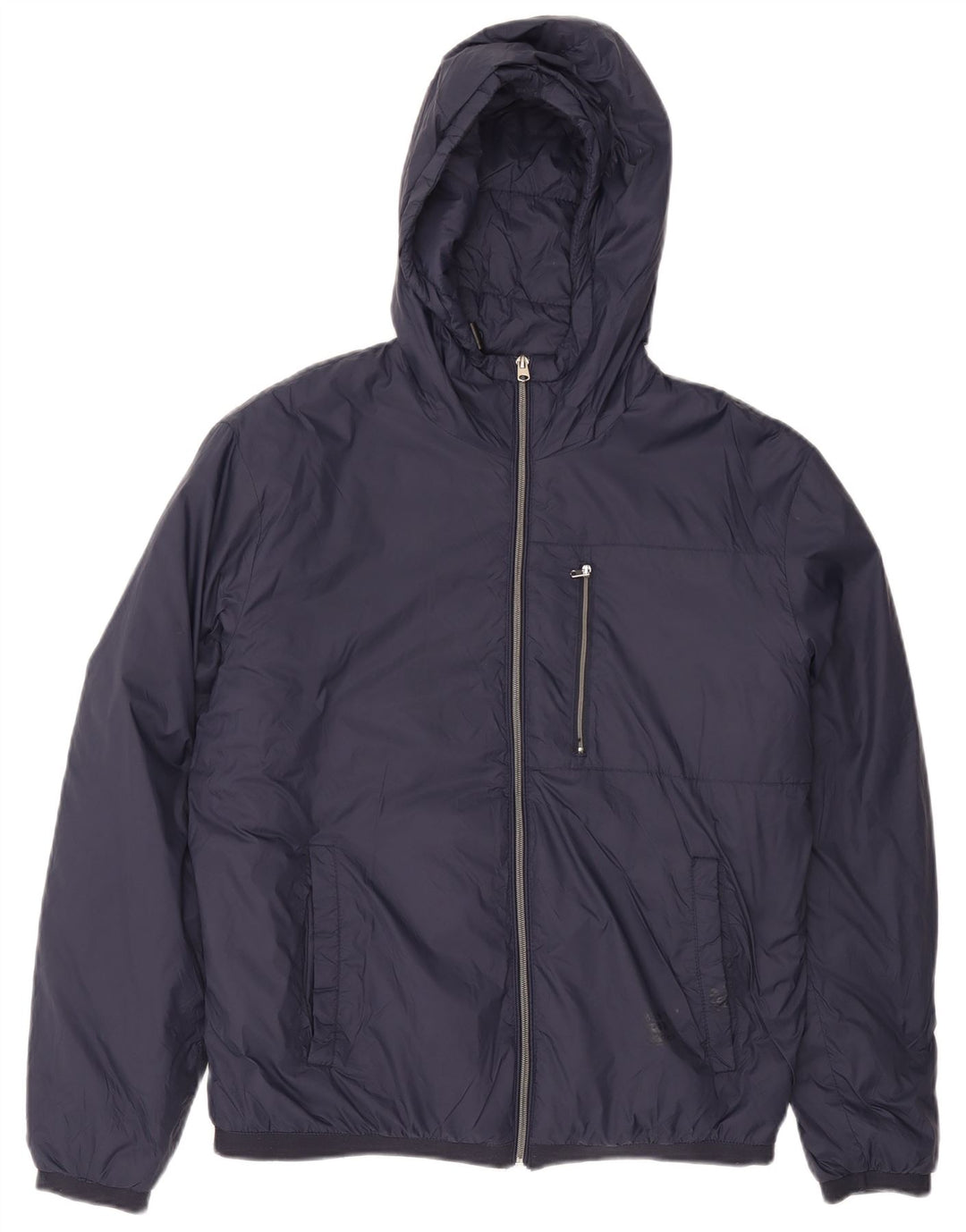 Zara Veste matelassée à capuche pour homme UK 38 Medium Bleu Marine Nylon