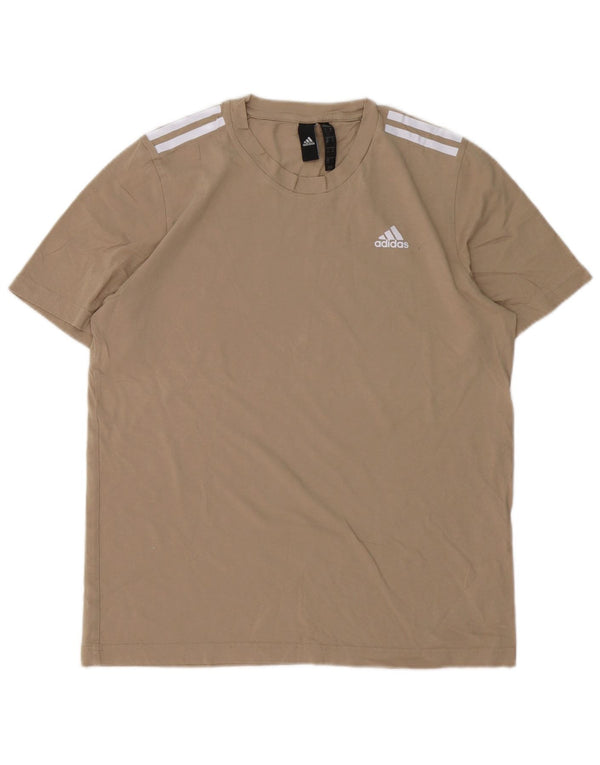 Adidas Mens T-Shirt Top Medium Beige Cotton
