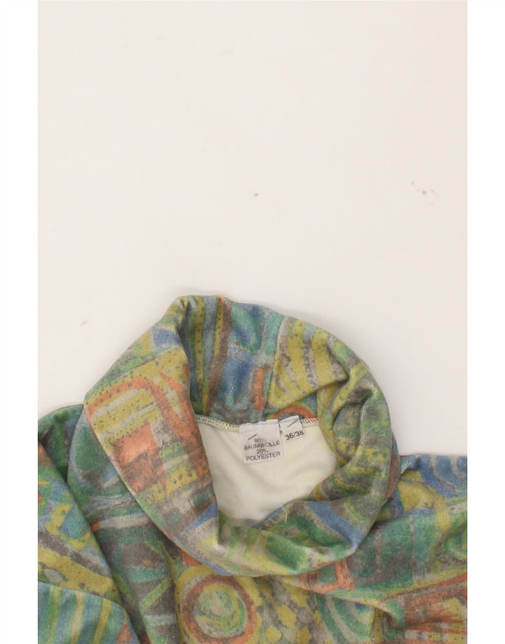 VINTAGE Femme Haut Oversize Manches Longues EU 36 Petit Multicolore